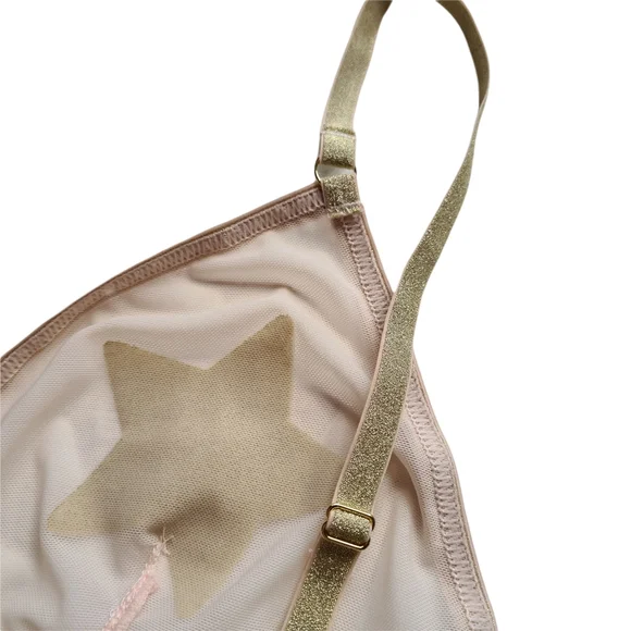 NWT Bras nThings 14 Hanky Panky Light Pink Gold Star Struck Bralet Soft Cup Bra - Picture 7 of 11